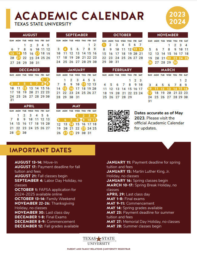 Academic Calendar English 